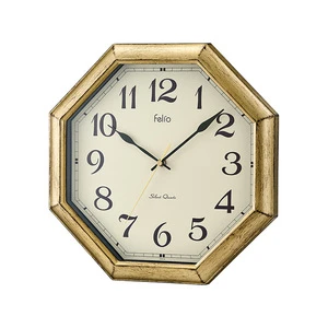 Gold color octagon living room wall clock electronic with Glass and Crystal material