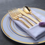 Gold Colored Flatware Metal Silver Plastic Cutlery