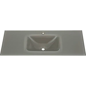 Grey tempered glass countertop bathroom vanity HL-1200G