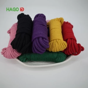 HAGO Wholesale Durable Natural Color Round Core Compound Rope 5mm 6mm Twisted 100% Cotton Cord Rope