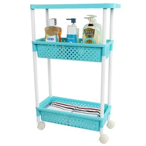 Haixing Plastic high quality 3Layers storage rack with wheels for Kitchen Bathroom Holder