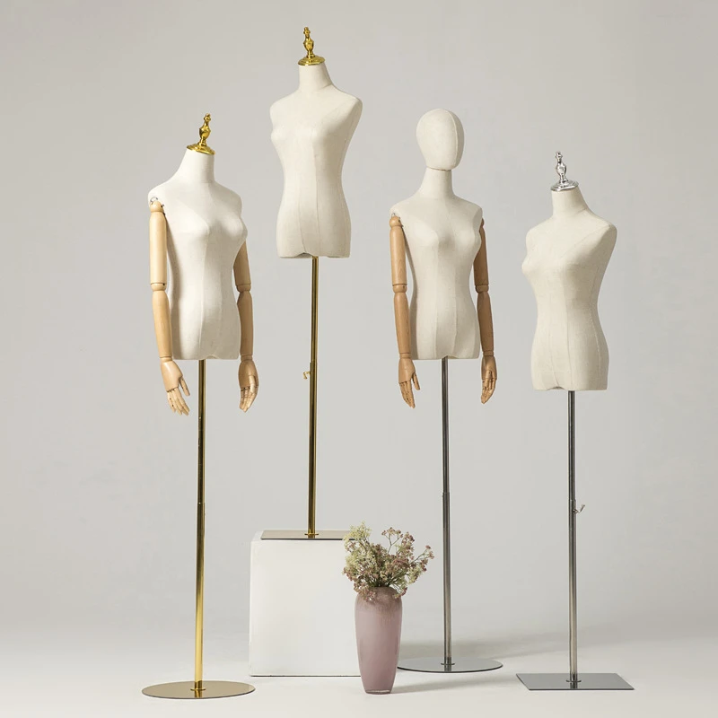 half body mannequins for wig display stand mannequins Torso Clothes Display Mannequin Female with Plated Head Women Linen Set