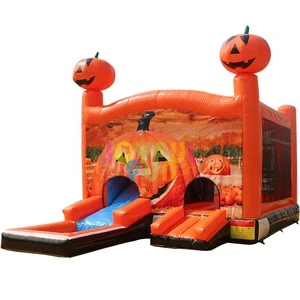 Halloween Pumpkin Commercial Inflatable Bouncer Combo for Sale