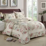 Handmade Patchwork 100-percent High End Cotton Quilt with Ruffles Edge 3 pcs Bedspread Set OEM ODM Acceptable
