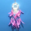 Handmade Pink Dream Catcher Feather Bead Hanging Decoration Home Girls Room Craft Dreamcatcher Wind Chimes Art Pendant