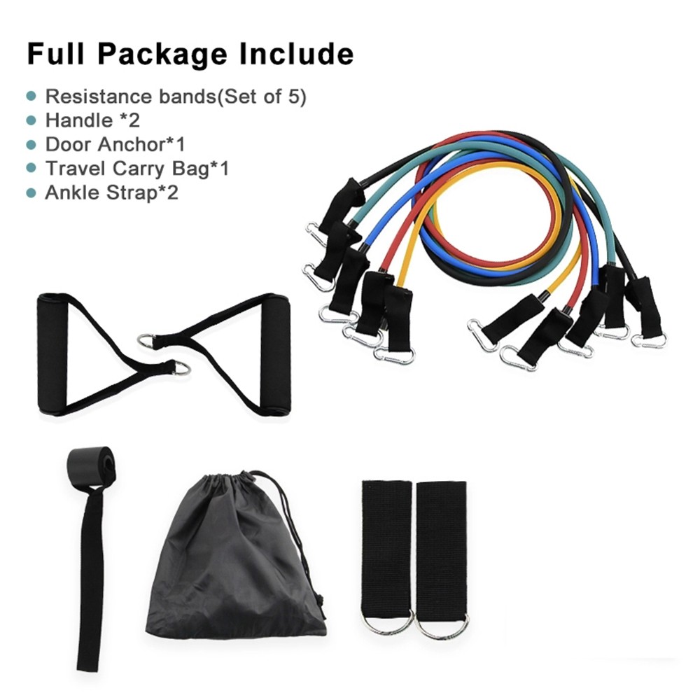 Have large in stock strength training 11 pcs  latex tube fitness resistance bands set