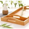 Healthy bamboo restaurant  breakfast tray bed , hotel bamboo wooden food serving tray with handle