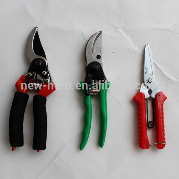 Heavy duty pruner with sharp curved cutting blades