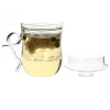 High-capacity glass teacup three-piece handle with a complex shape for easy handling