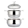 High Quality 2-layers  Multi Steamer Insert Cooking Pot 304 Stainless Steel Food Steamer
