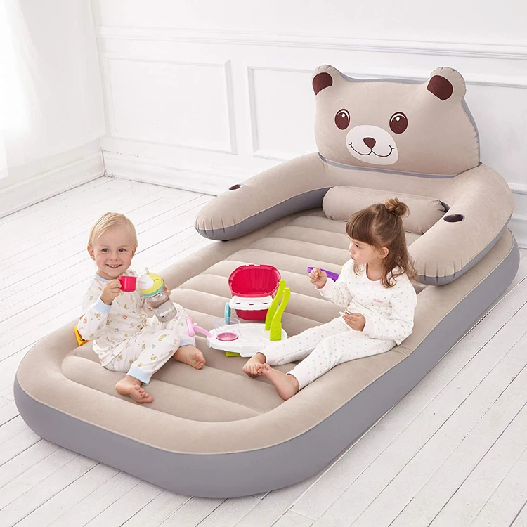 High Quality Flocking Inflatable Kids Air Mattress Bed For Car Travelling