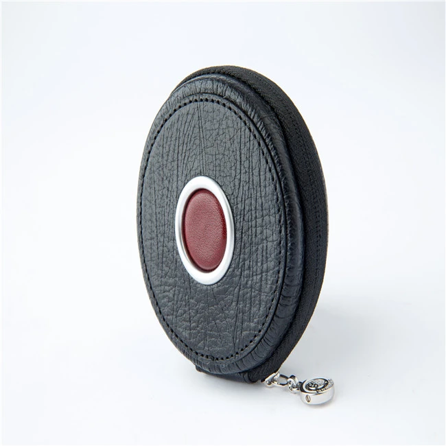 High quality hot sale wholesale business luxury leather round earphone cable Storage bag