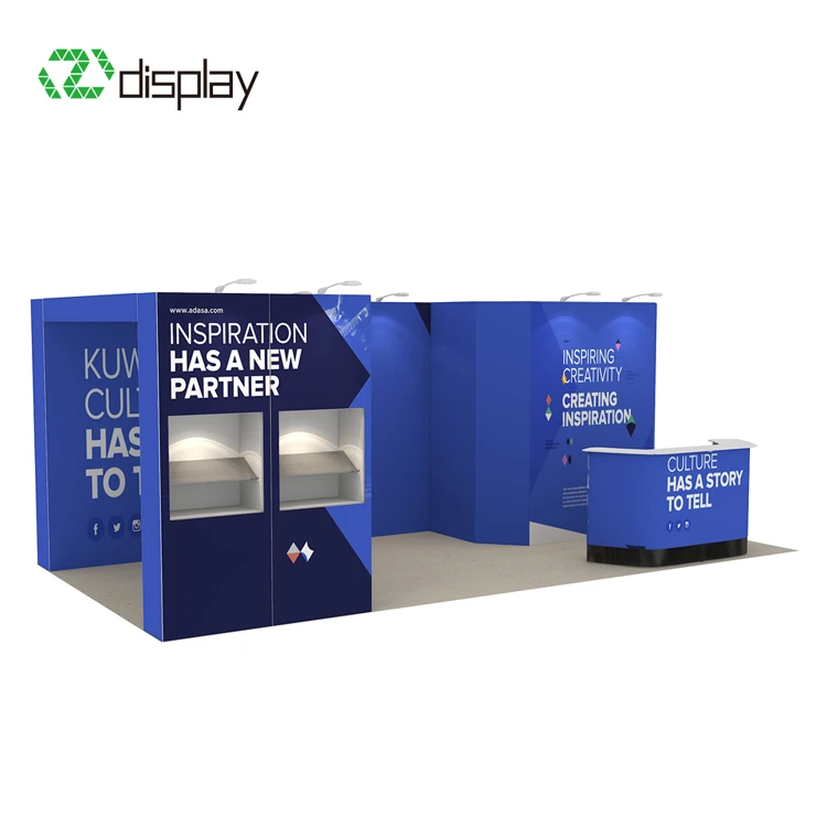 High Quality Light Weight Full Set Rental Modern Tensio n Back Wall Trade Show Display Tension Banner Exhibition Booth