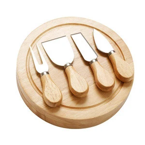 high quality natural wholesale bamboo cheese cutting board and knife set for 4 sale