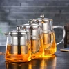 High Quality stainless steel Handcrafted borosilicate glass teapot with removable tea pot infuser