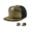 High range design plastic buckle rivet flat bill 6 panel metal logo snapback hat
