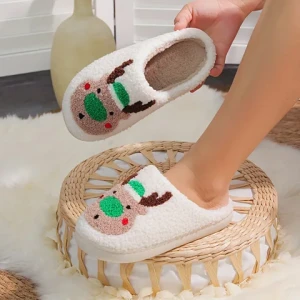 Home winter warm Plush anti slip Christmas fuzzy cozzy Various styles for Christmas slide slippers for man and women