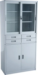 hospital medical instrument cabinet with doors and drawers