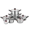 hot sale 12 pcs good quality 201s.s soup pot stainless steel stock pot kitchen cooking pot cookware set