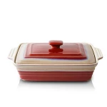 Hot sale bakeware ceramic porcelain baking dishes pans with lid