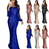 Hot sale elegant v-neck sequins sexy tassels sleeve bodycon Birthday party dress evening dresses DD-QZ190720