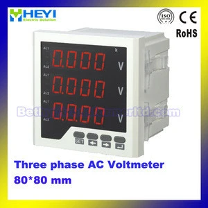Hot sale HY-3AV73 three phase Intelligent 80*80mm Class 0.5 LED digital voltage meter