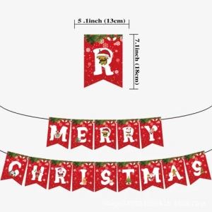 Hot Sale Merry Christmas Santa Snowman Paper Flag Banner Cake Toppers Printed Latex Balloons Set For Christmas Party Decoration