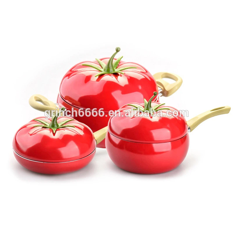 Hot Sale Tomato Cookware Sets Cooking Pot Color Saucepan  Ceramic Grill Pan Induction Cooker Gas Aluminum Fruit Frying Pan