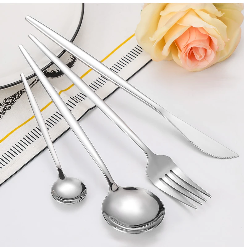Hot sale Wedding gift  mirror polish dinnerware set  luxury stainless steel metal cutlery set