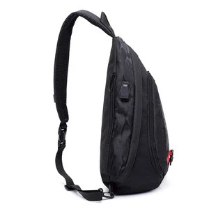 Hot selling leisure men chest bag pack with usb charger