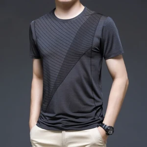 Hot Selling Mens Breathable Short Sleeve T Shirt Top Loose Casual Round Neck Short T Shirt For Men