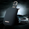 Hot selling popular colors customized blank car keys cover leather car key case holder wallet with metal ring in2020