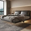 Hotel Luxury Bedroom Home Furniture 1.8m Floating Frame Metal Single Double Bed Set Loft Up-holstered Leather Beds