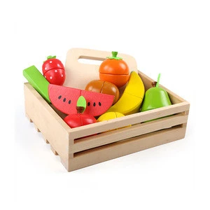 Hotsale Magnetic Wooden Fruit and Vegetable Combination Cutting Toy Set Children Play Pretend Kitchen Toy For Kids Gifts