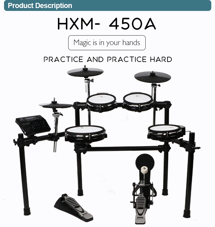 HXM XD450A/B  Mesh pads digital drum 8-piece(expandable) electronic drum set percussion jazz