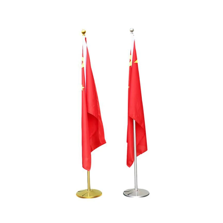 indoor flag pole gold and silver conference floor flagpole 2m 2.6m 3m telescopic flag pole