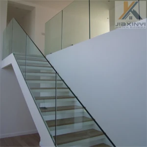 Indoor frameless tempered glass railing used in stair