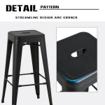 Indoor Furniture Stackable Backless Industrial Bar Height Metal Bar Stool, 2PCS