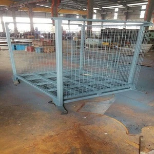 Industrial Stackable Steel Wire Basket Pallet Folding Warehouse Storage Cage