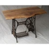 Industrial & vintage Cast Iron metal Console Table with acacia Live edge wood top