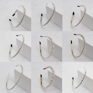 Jewelry hair accessories fashion pearl rhinestone headband with thin hair bands for women wedding hair accessories