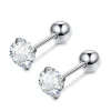 Jewelry Women&#39;s Stainless Steel Round Clear Cubic Zirconia Stud Earring