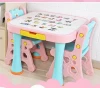 Kids cartoon study table and chair plastic furniture children writing table set
