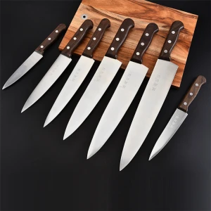 Kitchen Curved Slaughter Boning Butcher Knife 5cr Steel Wooden Handle Vegetable Meat Yangjiang Stainless Steel Wood 14-32cm