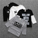 Korean T-shirts Clothes Kids Boys Long Sleeve Letter Printed T-shirt