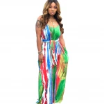 l 2021 african fashionable faldas largas tube  woman free tie-dye colorful print hanging loose casual dress