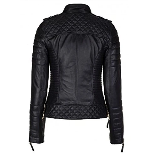 Ladies Womens Black Fashion Sheep Leather Jacket