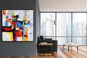 Large Abstract Contemporary Square Painting on Canvas