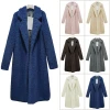 Large size faux fur coat turn down collar fuzzy fleece open front long women sherpa jacket