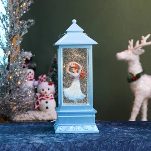 Latest Arrival Musical Snow Globe Luminous Wind Lantern Spinning Water Glittering Lighted Princess Snow Water Lantern